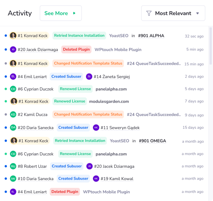 Administration - Logs - PanelAlpha