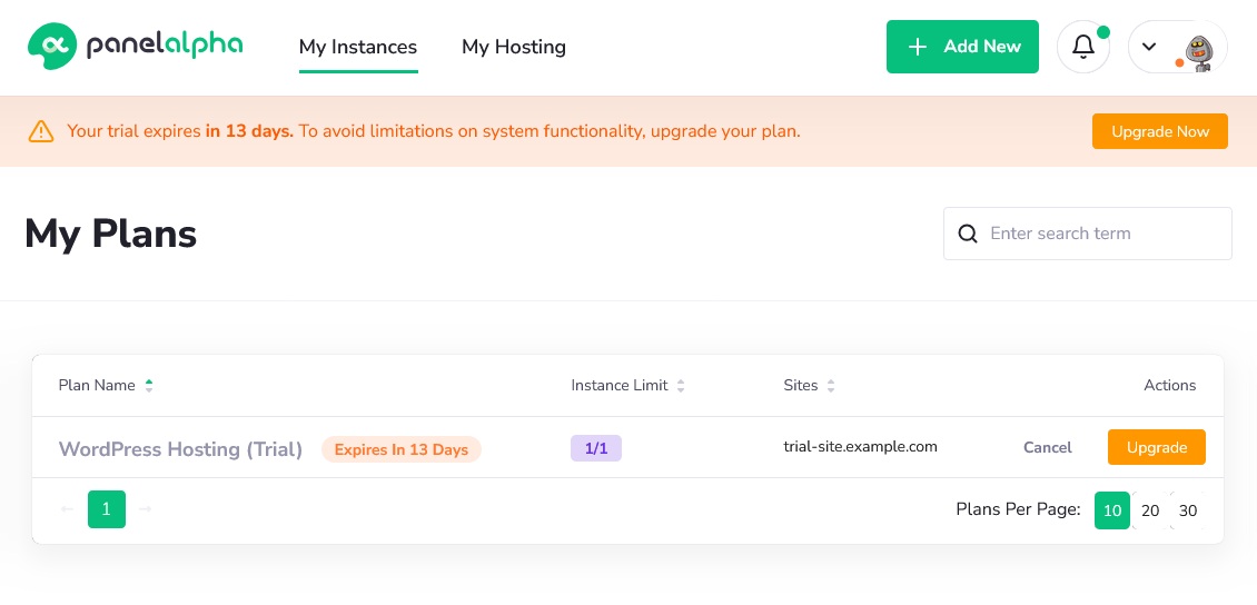 Background Billing - Trial Plan - PanelAlpha v1.4.0