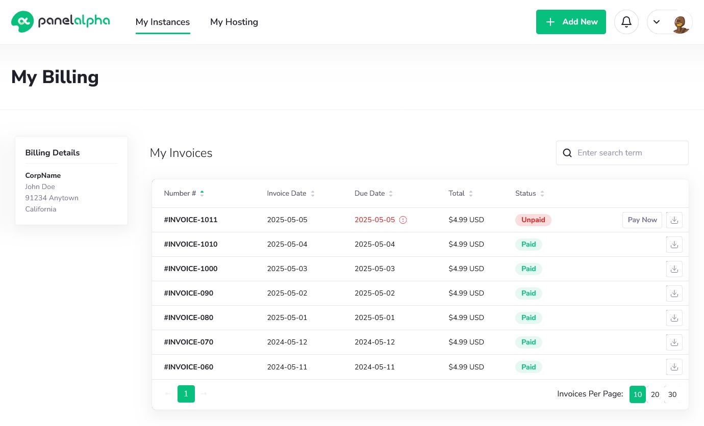 My Billing - PanelAlpha v1.4.0