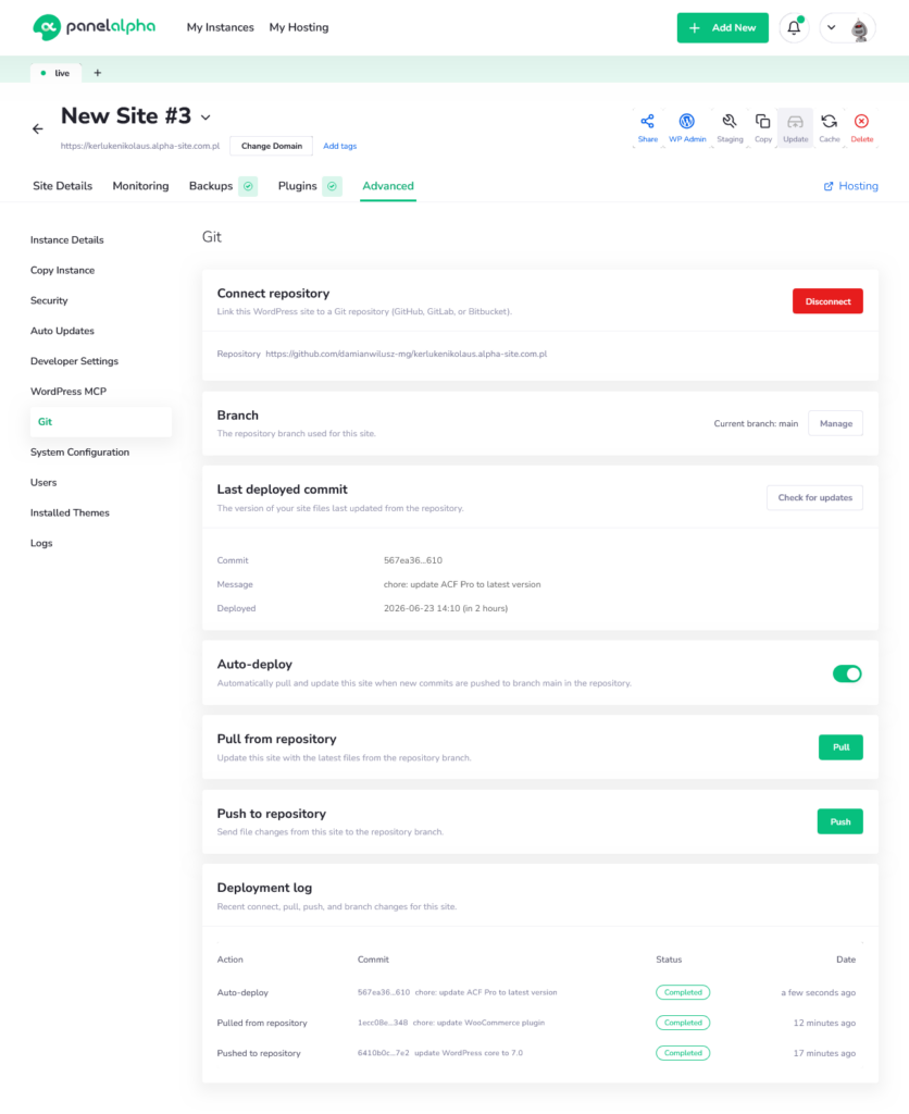 Git integration - PanelAlpha v1.9.0